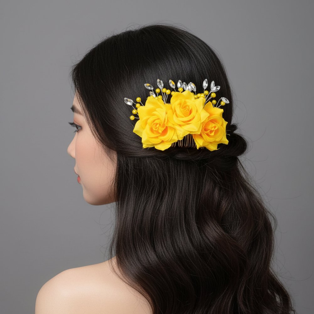 Thuê ngay Cài Tóc Vàng Đá Hoa Hồng tại Tiệm Nhà Bông để hoàn thiện