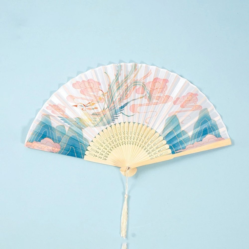 Cho Thuê Quạt Xòe Cầm Tay Kem Phượng Hoàng