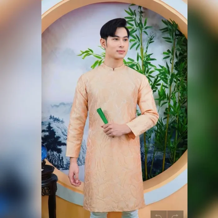 Thuê ngay Áo Dài Gấm Nam Vàng Vân Nổi tại Tiệm Nhà Bông để trở thành tâm điểm trong mọi sự kiện!