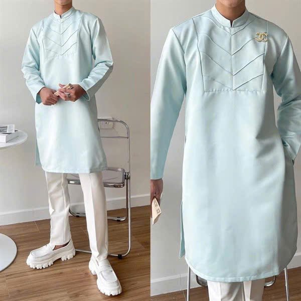 Với áo dài nam trắng cách tân họa tiết, bạn sẽ thật sự nổi bật và chỉn chu trong mọi khoảnh khắc quan trọng.