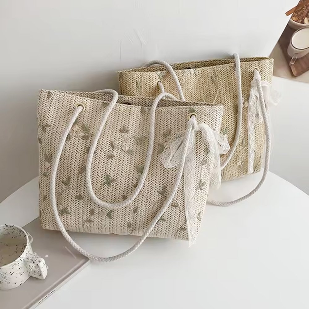 Dịch Vụ Cho Thuê Túi Cói Rơm Đan Lưới Hoa - Phụ Kiện Vintage Dã Ngoại