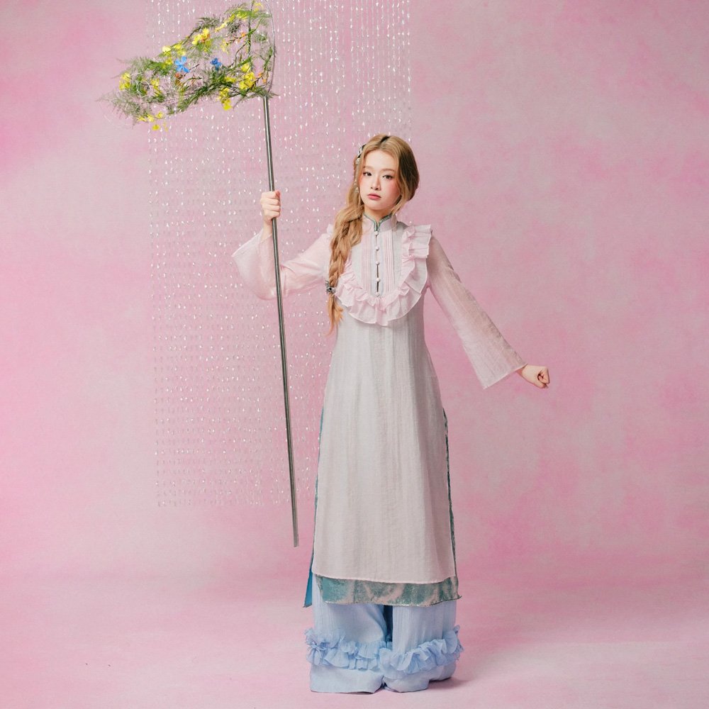 Áo Dài Anh Anh Remmus Hồng Phối Quần Xanh – Tiệm Nhà Bông